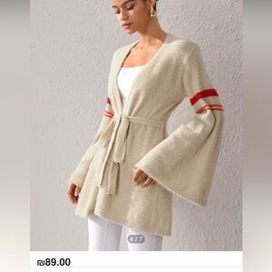 Essence women’s stripped bell sleeve cardigan/sweater